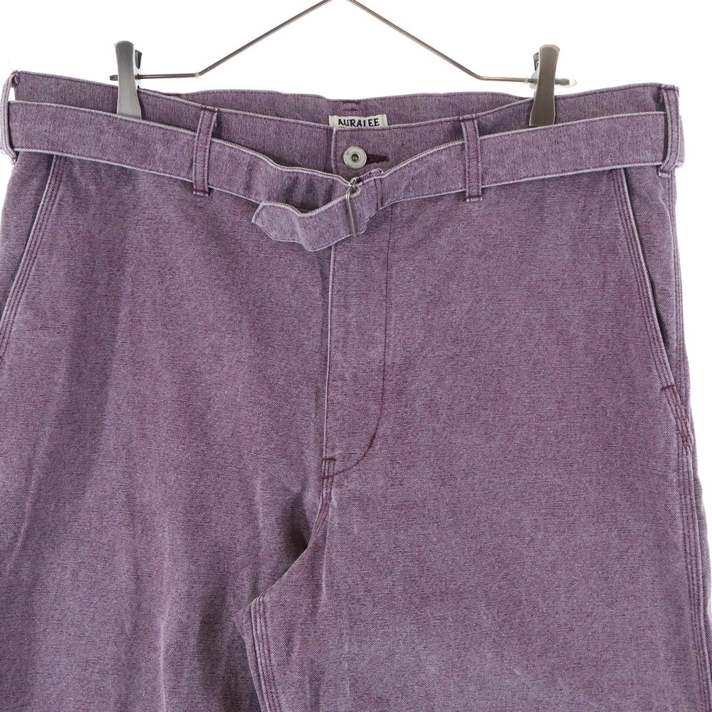 AURALEE(オーラリー) WASHED ORGANIC CANVAS BELTED PANTS ウォッシュド オーガニックキャンバスパンツ パープル A24AP03HG