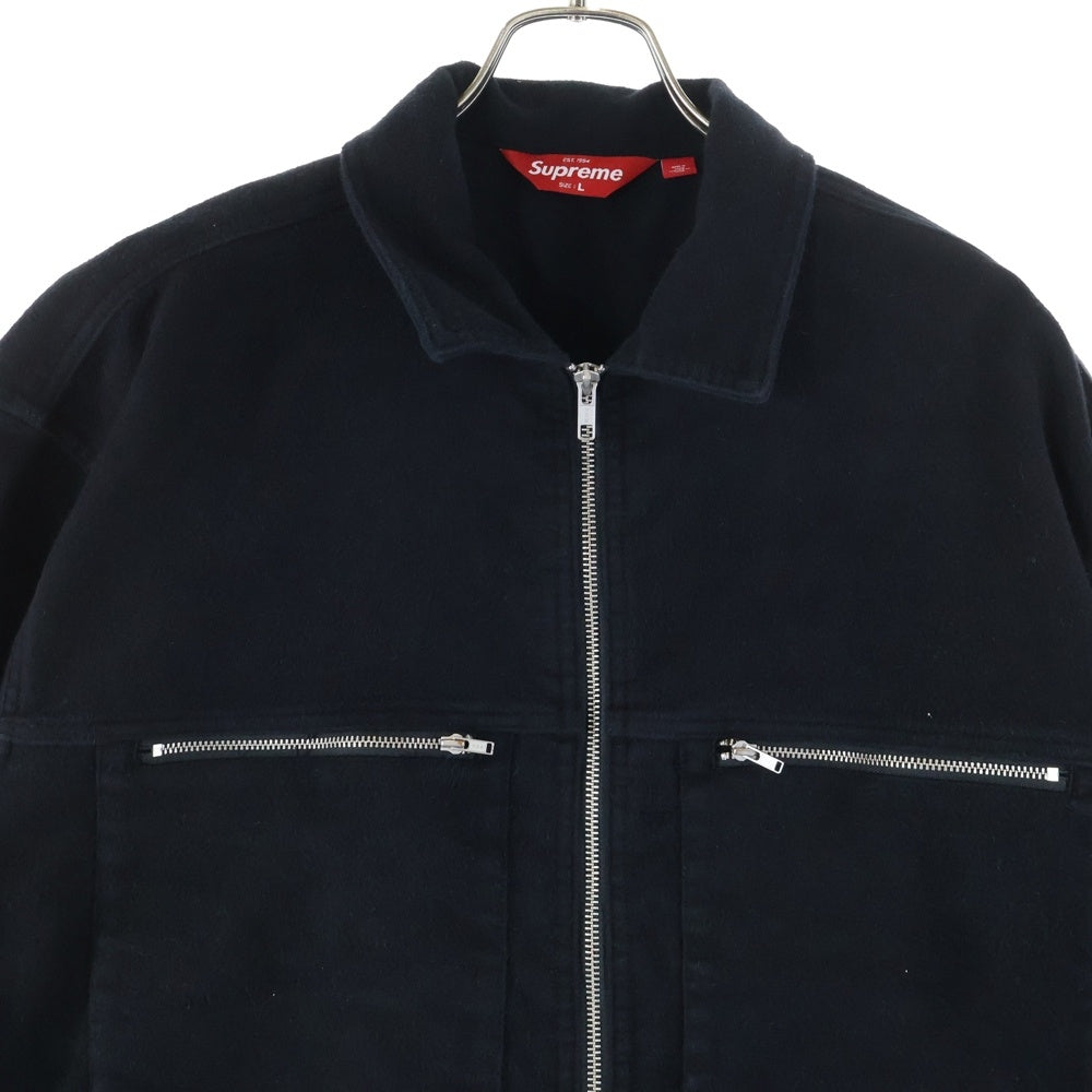 SUPREME(シュプリーム) 25SS Moleskin With Full Zip Jacket モールスキン ジップアップジャケット ブルゾン ブラック