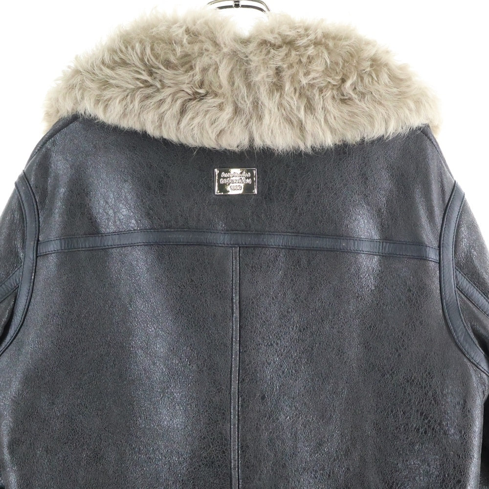 Acne Studios(アクネ ストゥディオズ) バックロゴプレート ダブルブレスト レザーシアリングジャケット ブラウン FN-WN-LEAT000402 A70186 レディース