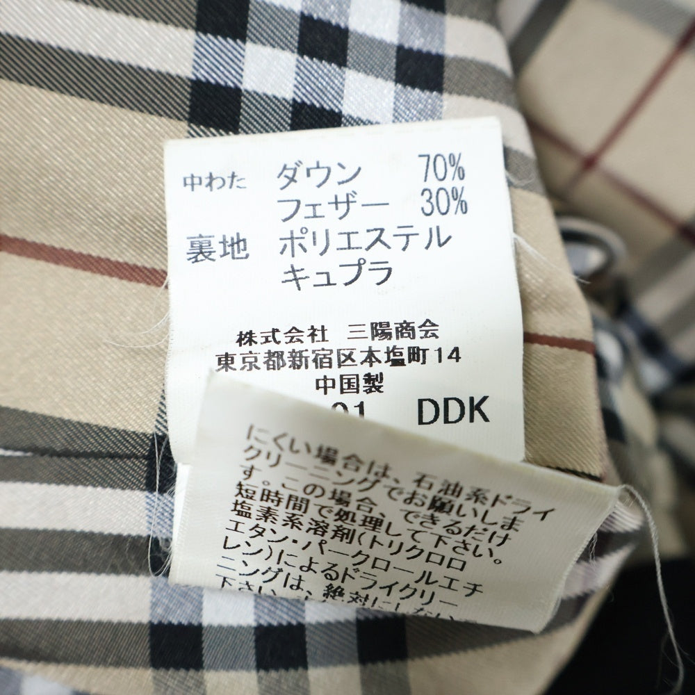BURBERRY BLACK LABEL(バーバリー ブラックレーベル) Down Coat 裏地チェック ステンカラーダウンコート ブラック BMC65-505-08
