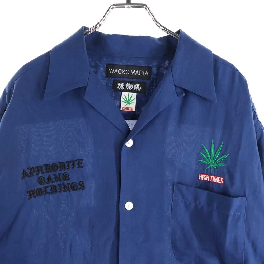 WACKO MARIA(ワコマリア) ×舐達麻 ×HIGH TIMES 24SS OPEN COLLAR SHIRTS ハイタイムズ オープンカラー 半袖シャツ ネイビー
