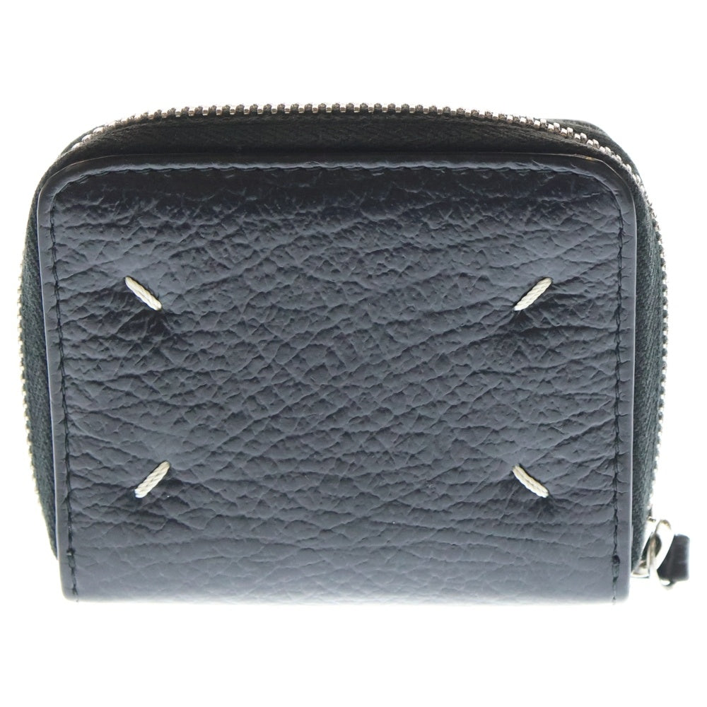 Maison Margiela 11(メゾンマルジェラ11) 4ステッチ レザーコンパクトジップウォレット 二つ折り財布 ブラック S56UI0112