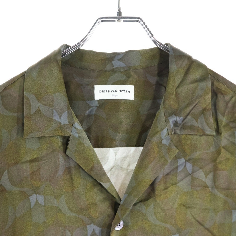 DRIES VAN NOTEN(ドリスヴァンノッテン) 24SS Cassiemb Shirt 刺繍 総柄開襟半袖シャツ カーキ