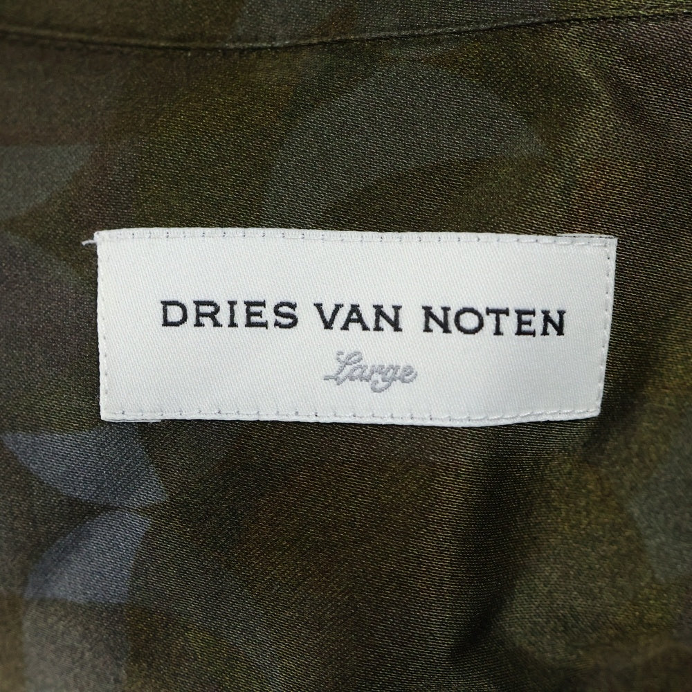 DRIES VAN NOTEN(ドリスヴァンノッテン) 24SS Cassiemb Shirt 刺繍 総柄開襟半袖シャツ カーキ