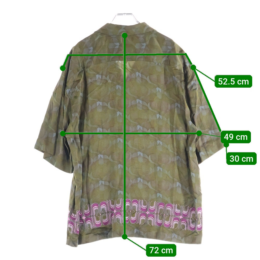 DRIES VAN NOTEN(ドリスヴァンノッテン) 24SS Cassiemb Shirt 刺繍 総柄開襟半袖シャツ カーキ