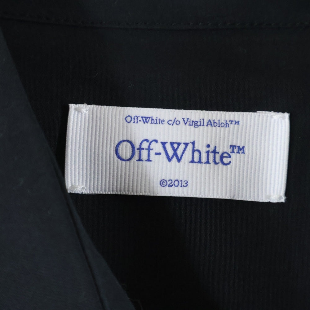 OFF-WHITE(オフホワイト) 23AW Zip Shirt ロゴ刺繍 長袖シャツ ブラック OMGE033F23FAB03