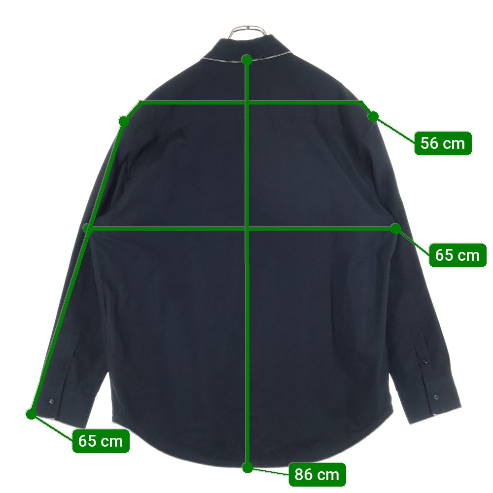 OFF-WHITE(オフホワイト) 23AW Zip Shirt ロゴ刺繍 長袖シャツ ブラック OMGE033F23FAB03