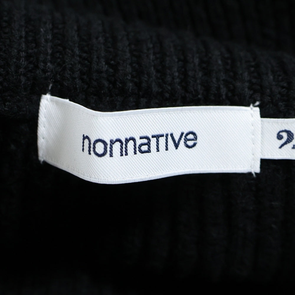 nonnative(ノンネイティブ) WORKER RIB ZIP UP SWEATER MERINO WOOL YARN メリノウール ジップアップニットセーター ブラック NN-K4302