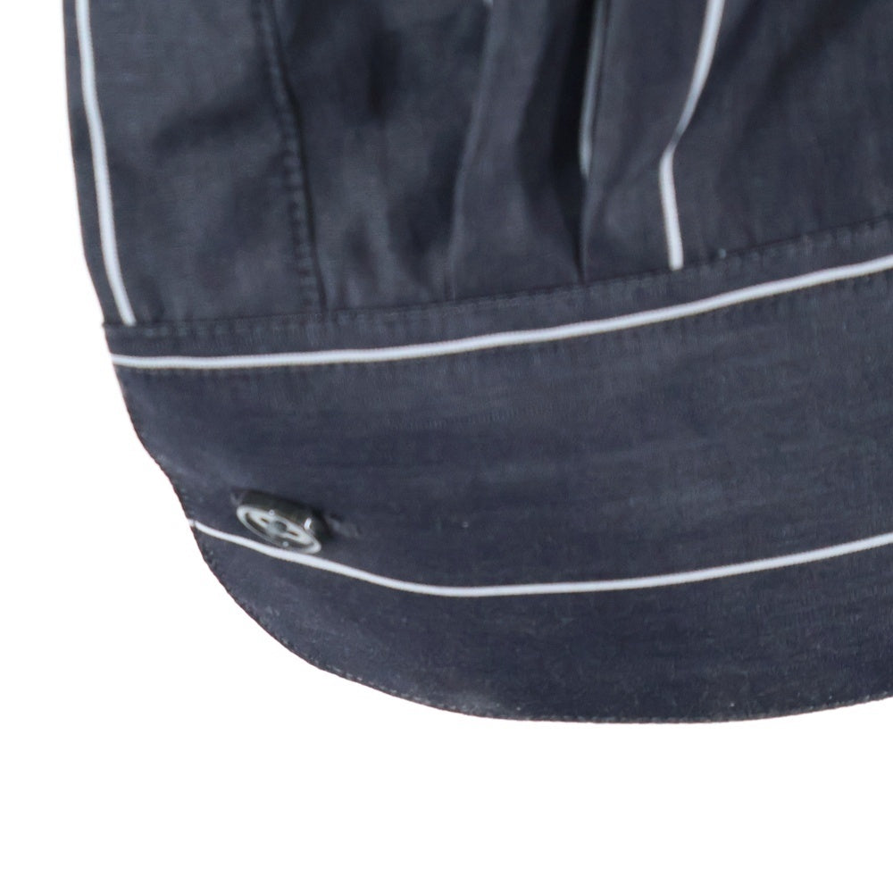 MARTINE ROSE(マーティンローズ) Pulled Neck Shirt ストライプ長袖シャツ グレー