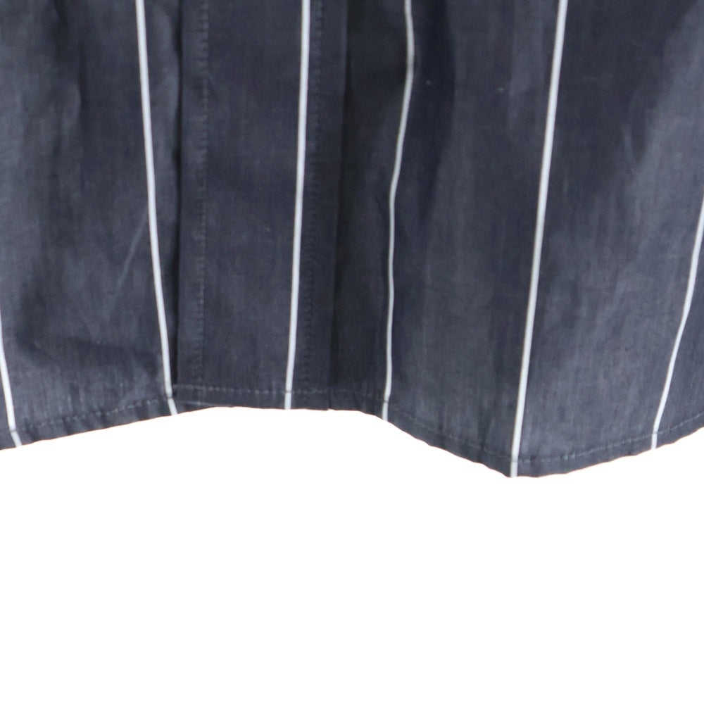 MARTINE ROSE(マーティンローズ) Pulled Neck Shirt ストライプ長袖シャツ グレー