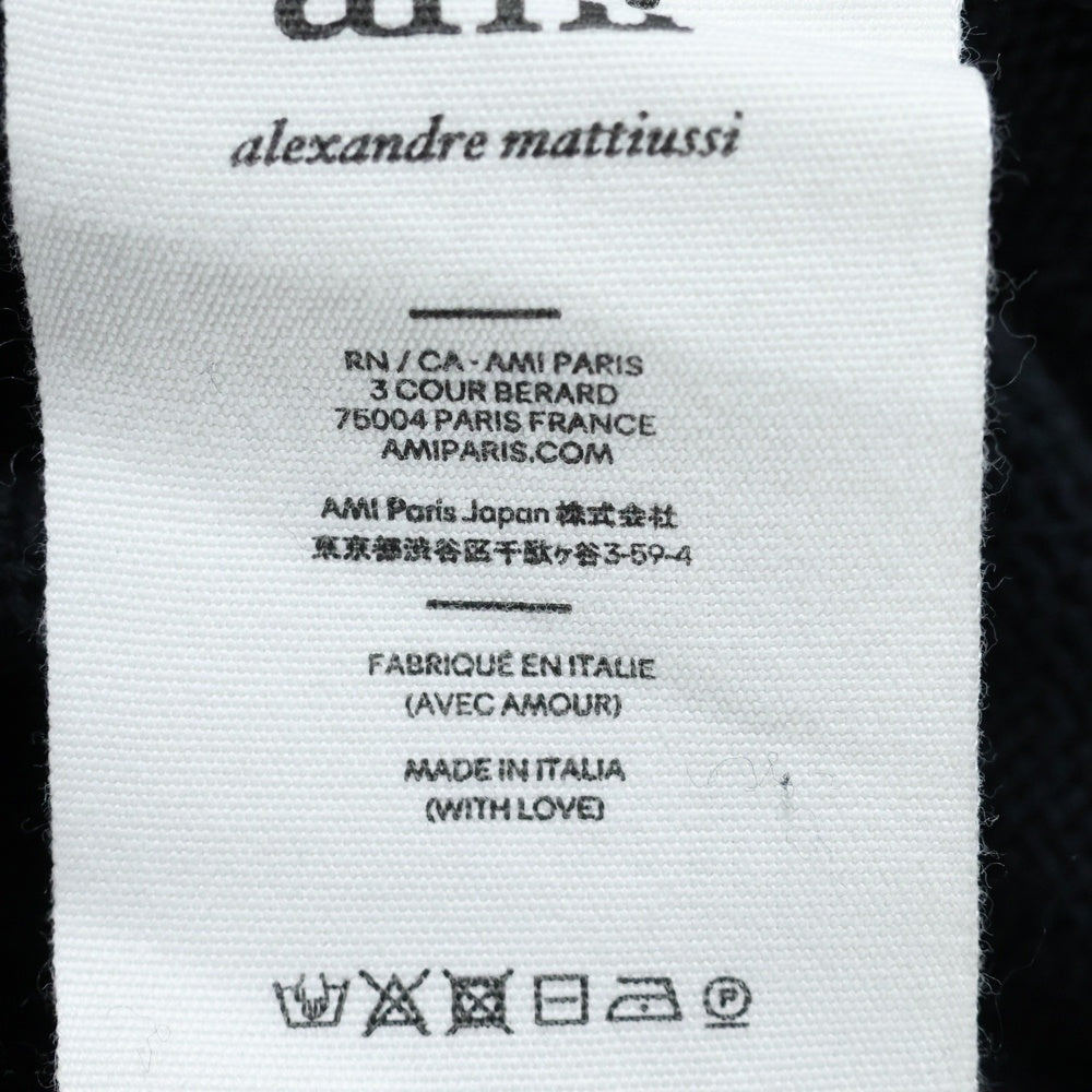 AMI Alexandre Mattiussi(アミアレクサンドルマテュッシ) V NECK SWEATER ハートロゴ Vネックニットセーター ネイビー HKC001.001