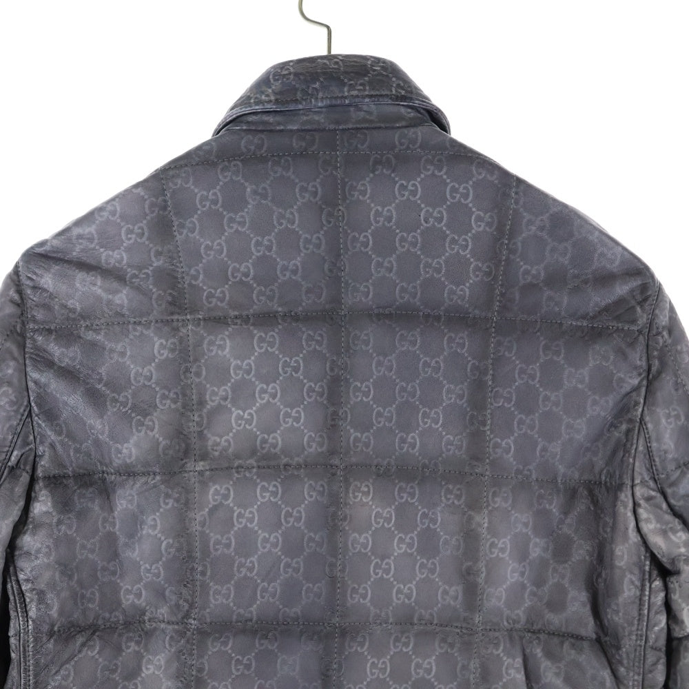 GUCCI(グッチ) Leather Biker Jacket GG総柄 レザーバイカージャケット