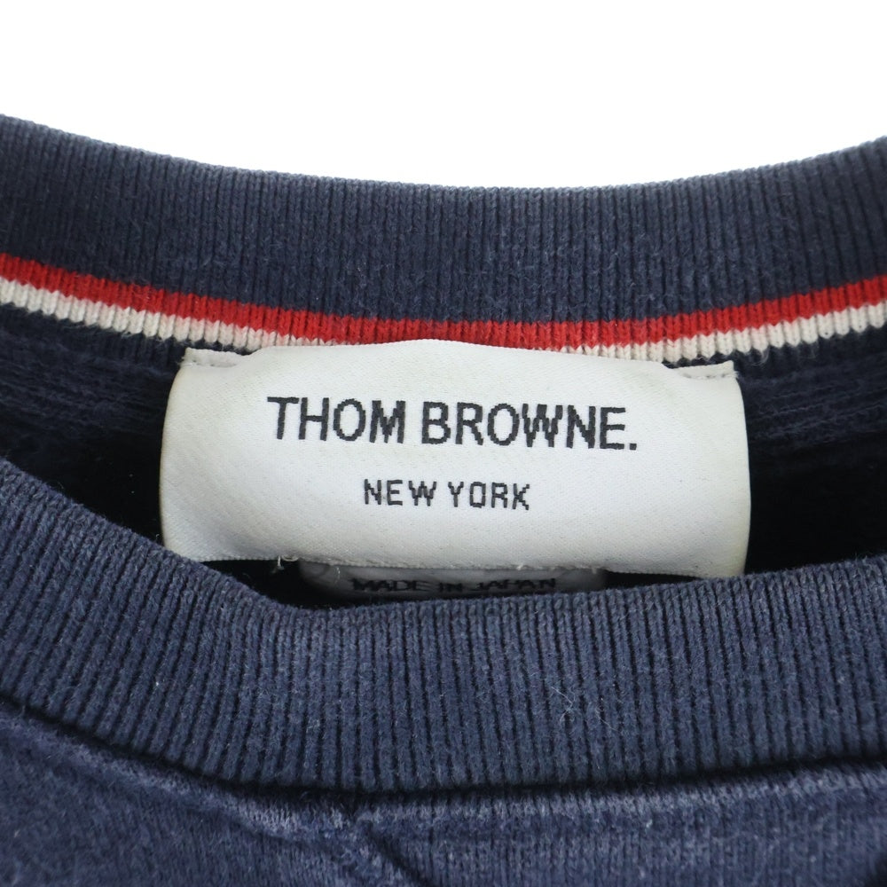 THOM BROWNE(トムブラウン) 4Bar Classic Sweatshirt クルーネックスウェットトレーナー ネイビー MJT021H-00535461