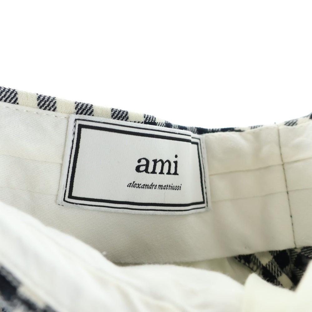 AMI Alexandre Mattiussi(アミアレクサンドルマテュッシ) チェック スラックスパンツ ブラック/ホワイト レディース E20HT402