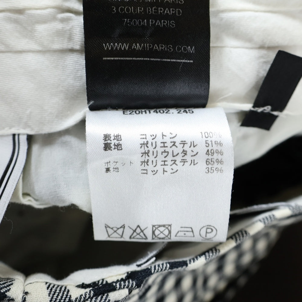 AMI Alexandre Mattiussi(アミアレクサンドルマテュッシ) チェック スラックスパンツ ブラック/ホワイト レディース E20HT402