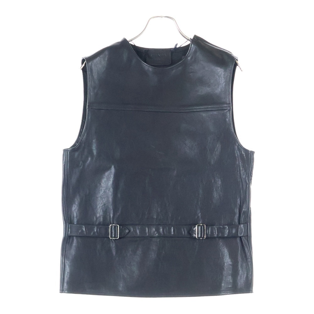PRADA(プラダ) Pullover Leather Vest ベルテッドレザープルオーバーベスト ブラック UPC194 S231 12NF