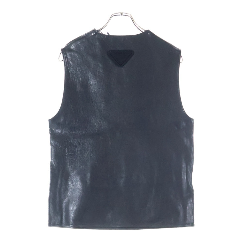 PRADA(プラダ) Pullover Leather Vest ベルテッドレザープルオーバーベスト ブラック UPC194 S231 12NF