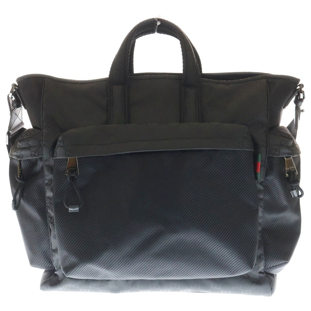 GUCCI(グッチ) 2WAY GG総柄 ナイロンハンドバッグ ショルダーバッグ ブラック 818962