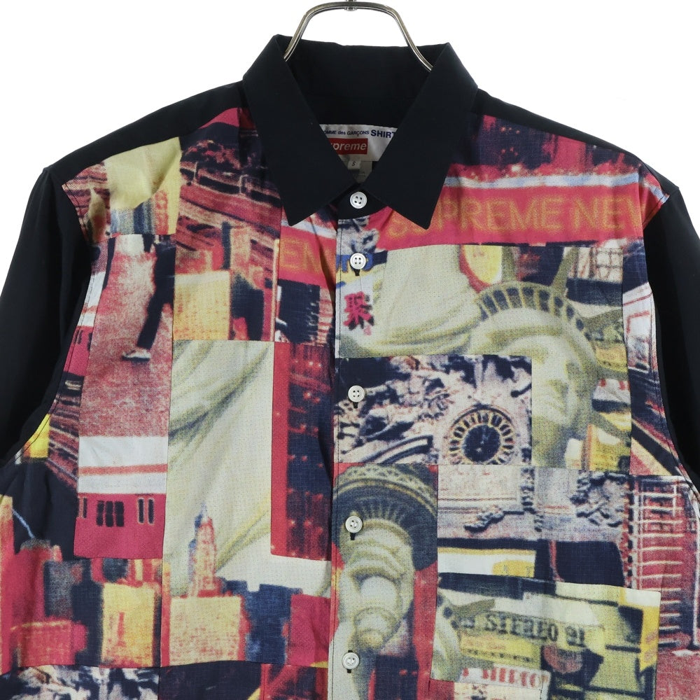 SUPREME(シュプリーム) 18AW ×COMME des GARCONS SHIRT Patchwork Button Up Shirt コムデギャルソン パッチワーク総柄長袖シャツ ブラック