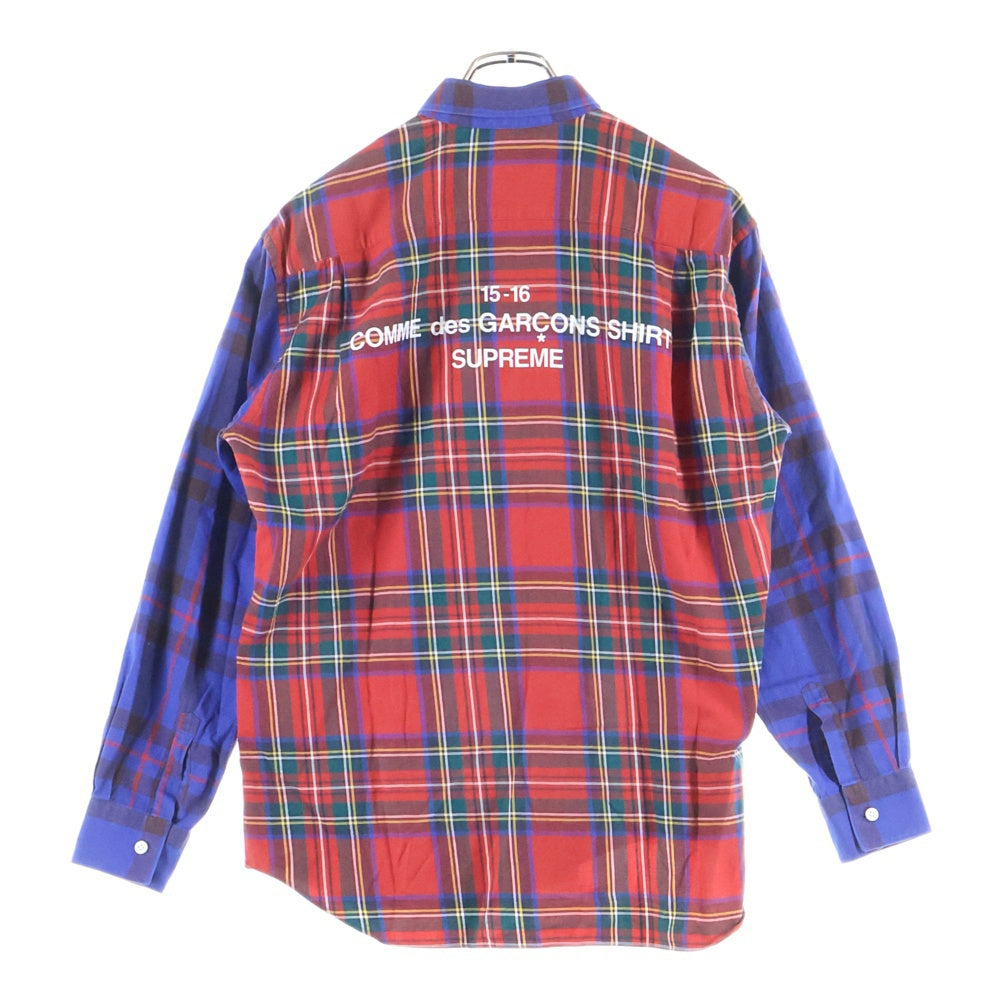 SUPREME(シュプリーム) 15AW ×COMME des GARCONS Lightweight Flannel Shirt コムデギャルソン フランネル 長袖シャツ ブルー/レッド