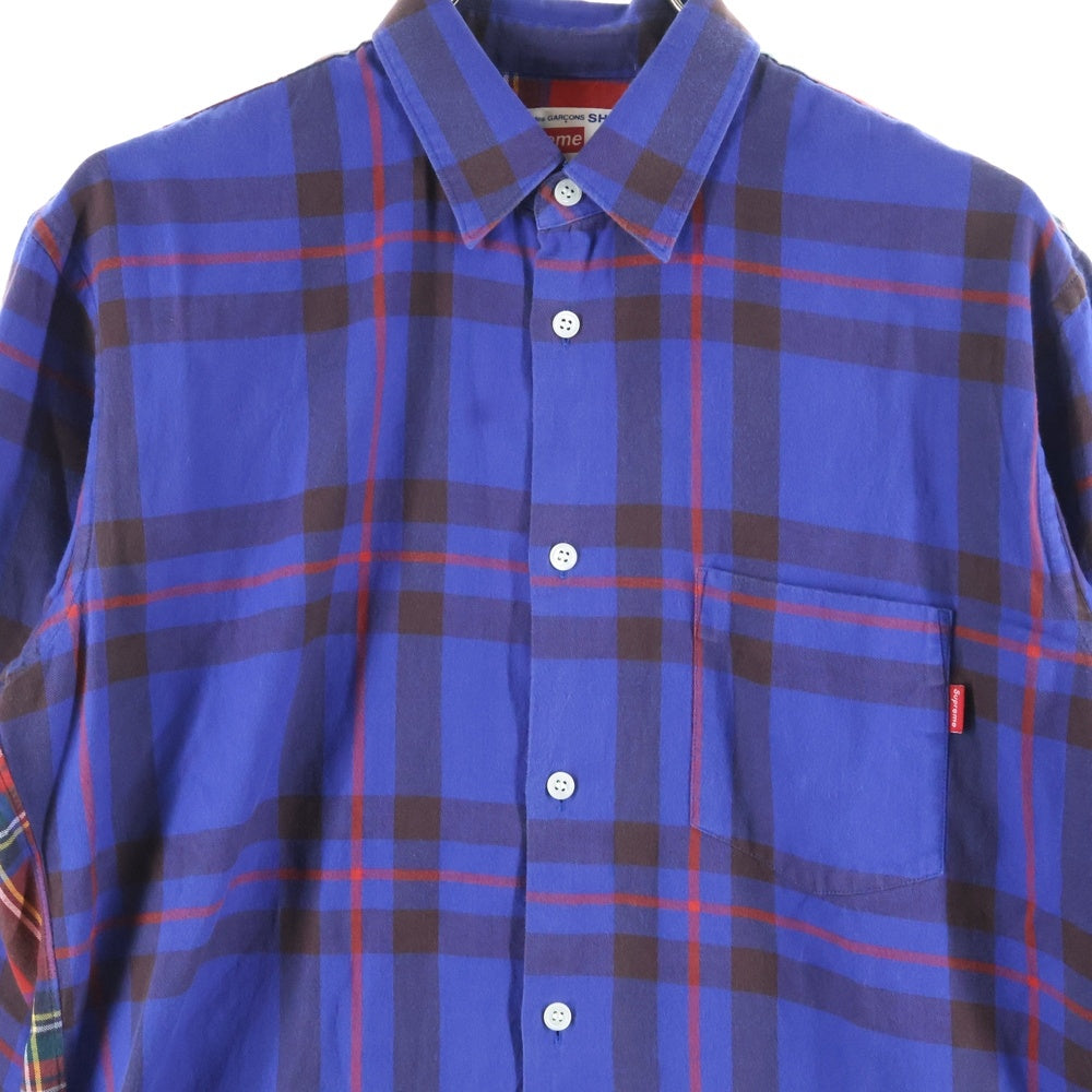 SUPREME(シュプリーム) 15AW ×COMME des GARCONS Lightweight Flannel Shirt コムデギャルソン フランネル 長袖シャツ ブルー/レッド