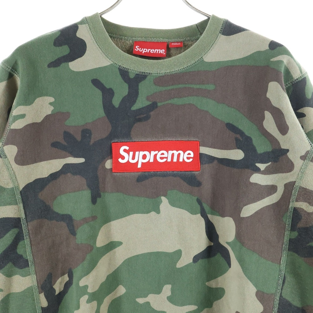 SUPREME(シュプリーム) 15AW Box Logo Crewneck カモフラージュ 迷彩 ボックスロゴ クルーネックスウェットトレーナー カーキ