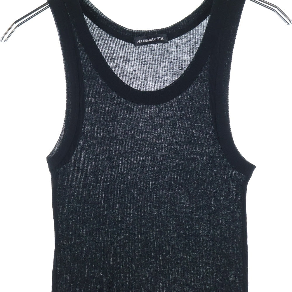 ANN DEMEULEMEESTER(アンドゥムルメステール) 23AW Cashmere Tank Top カシミヤ混 タンクトップ ノースリーブシャツ ブラック 2102-W-JE01-230-099