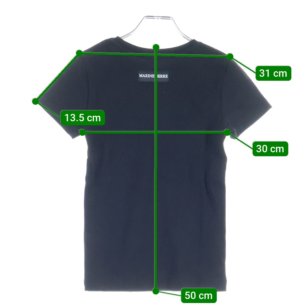 MARINE SERRE(マリーン セル) MOON LOGO TEE ムーンロゴ刺繍 半袖Tシャツ ブラック レディース