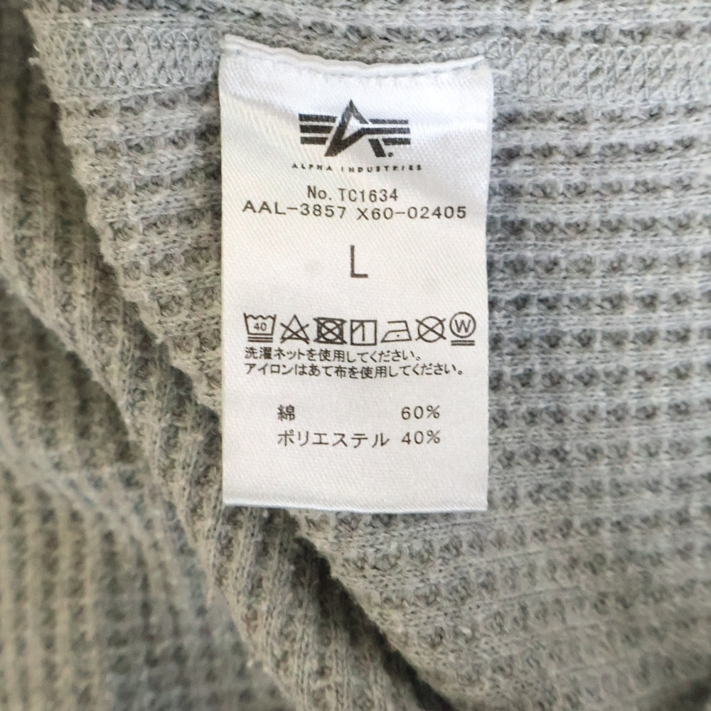 ALPHA INDUSTRIES(アルファ インダストリーズ) サーマル ロングスリーブ 長袖Tシャツ グレー