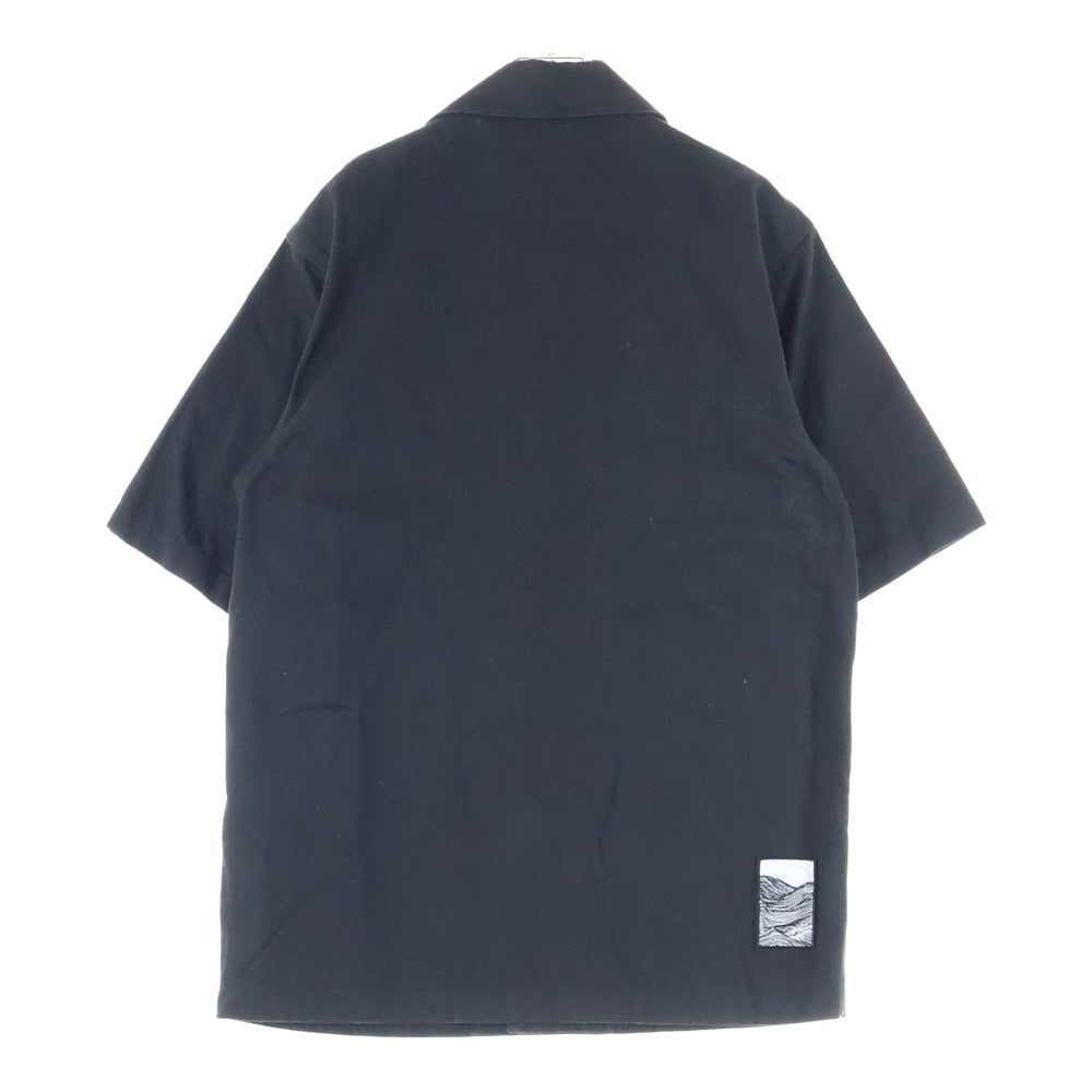 JIL SANDER +(ジルサンダープラス) Short Sleeve Shirt ヘリンボーンショートスリーブワークシャツ 半袖シャツ ブラック HS PM IS 0003