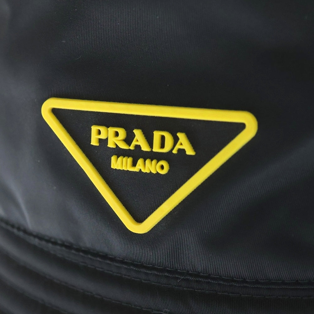 PRADA(プラダ) RE-NYLON リナイロン ラバー トライアングルロゴ バケットハット 帽子 ブラック