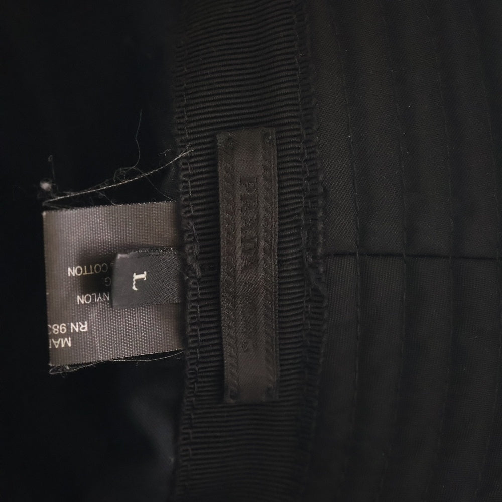 PRADA(プラダ) RE-NYLON リナイロン ラバー トライアングルロゴ バケットハット 帽子 ブラック