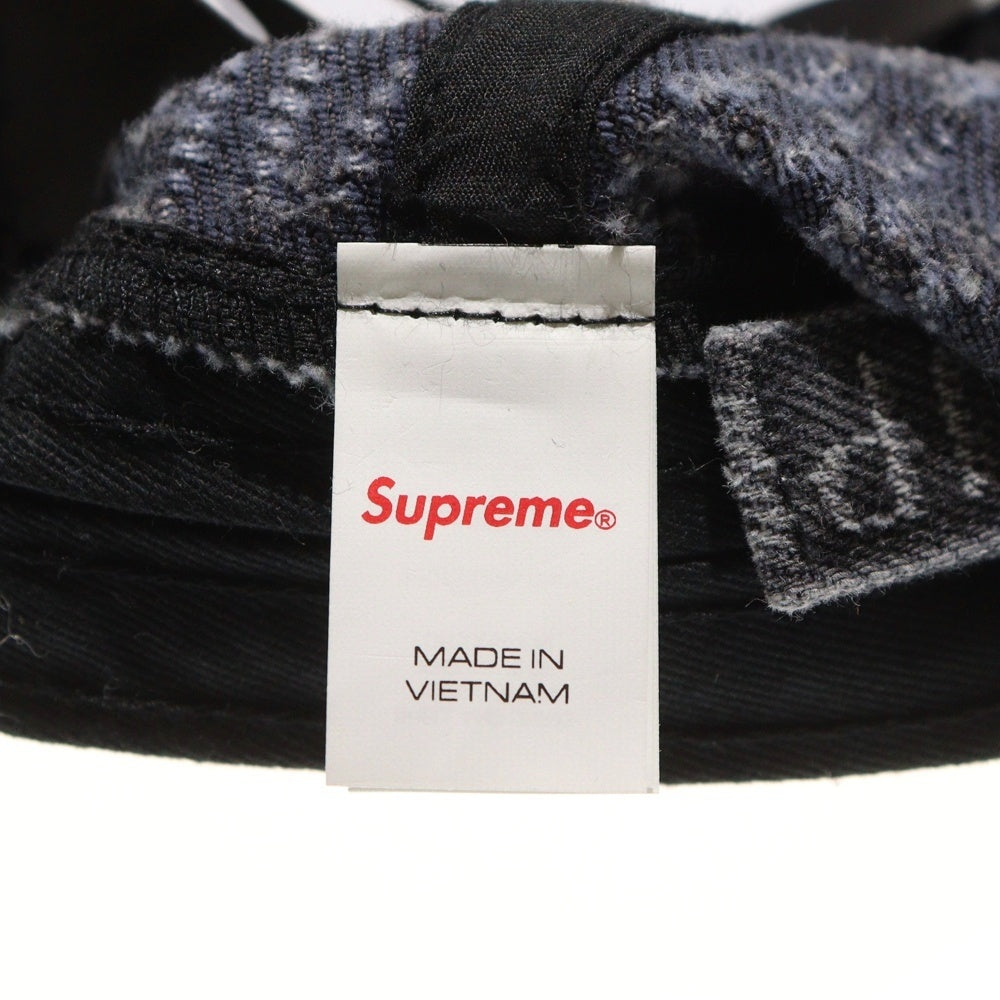 SUPREME(シュプリーム) 24AW Needle Punch Denim 6-Panel ニードルパンチ ロゴ刺繍 デニム 6パネルキャップ 帽子 グレー