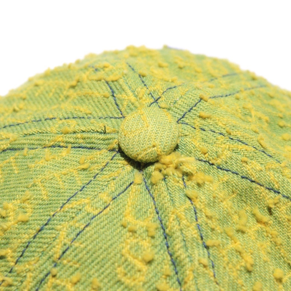 SUPREME(シュプリーム) 24AW Needle Punch Denim 6-Panel ニードルパンチ ロゴ刺繍 デニム 6パネルキャップ 帽子 イエロー