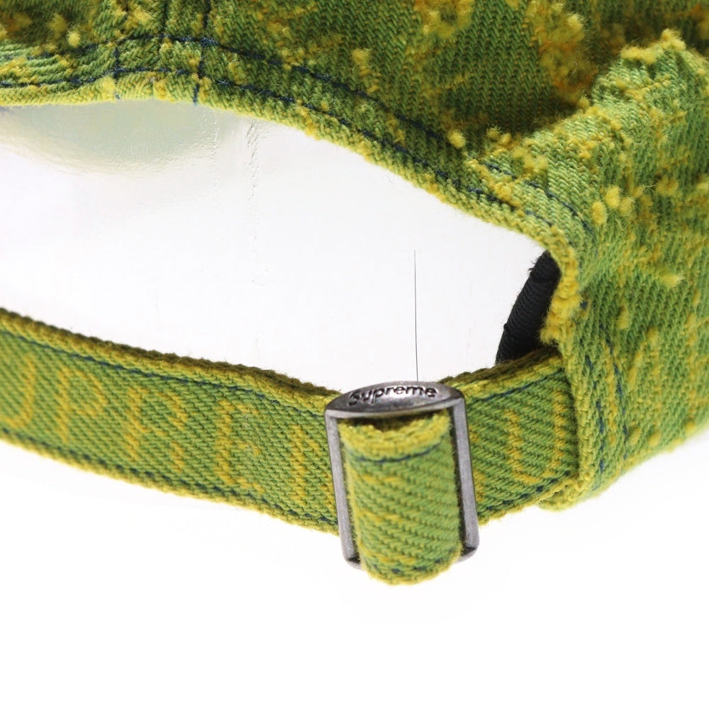 SUPREME(シュプリーム) 24AW Needle Punch Denim 6-Panel ニードルパンチ ロゴ刺繍 デニム 6パネルキャップ 帽子 イエロー