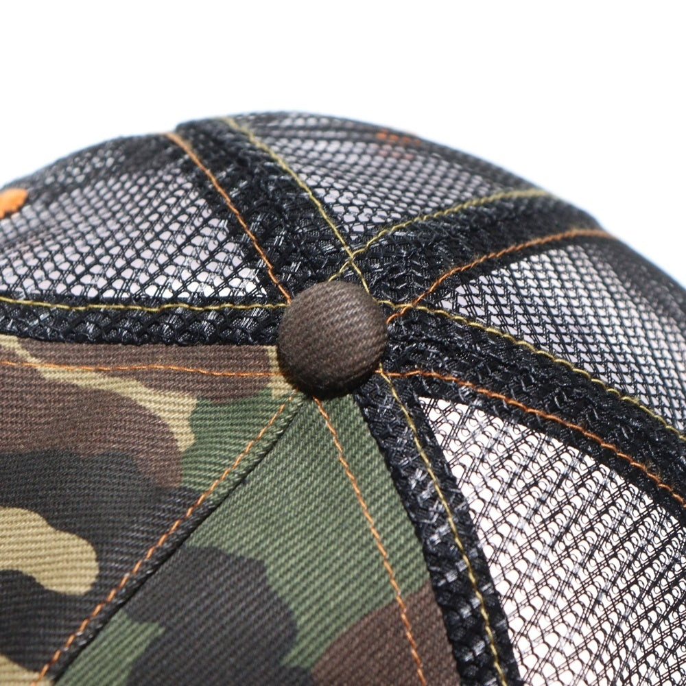 EVISU(エビス) 23SS ×PALACE Denim Mesh Trucker Cap パレス 刺繍 カモフラージュ 迷彩 メッシュトラッカーキャップ 帽子 カーキ