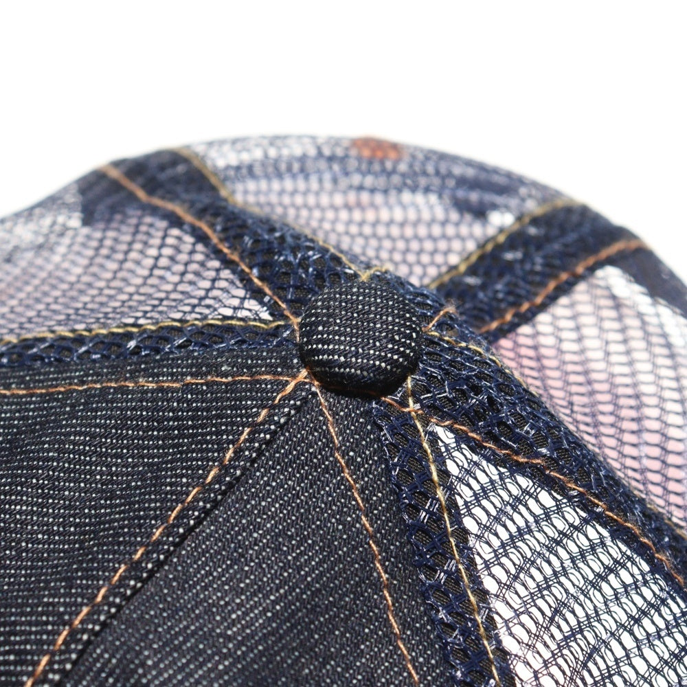 EVISU(エビス) 23SS ×PALACE Dice Denim Mesh Trucker Cap パレス ダイス 刺繍 デニムメッシュトラッカーキャップ 帽子 インディゴ