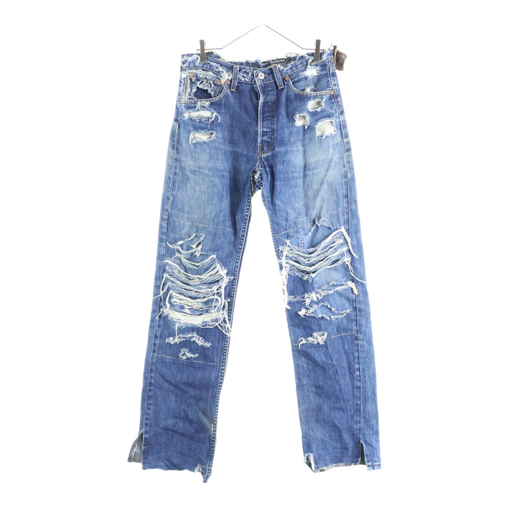 VINTI ANDREWS(ヴィンティアンドリュース) Remake Damage Denim Pants リメイク ダメージ加工 デニムパンツ インディゴ