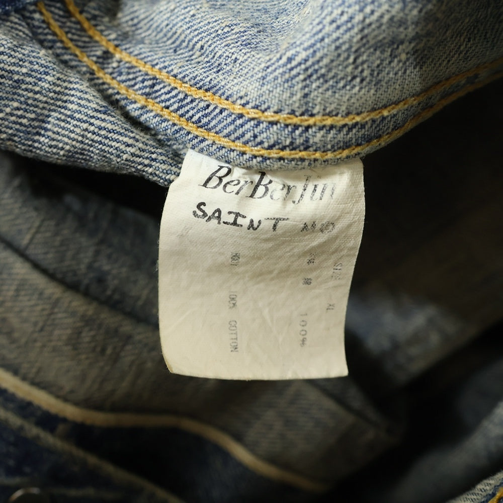 SAINT MICHAEL(セントマイケル) 23AW ×BerBerJin BJ DENIM JKT ベルベルジン 1stモデル ダメージ加工 デニムジャケット Gジャン インディゴ SM-A23-0000-C17