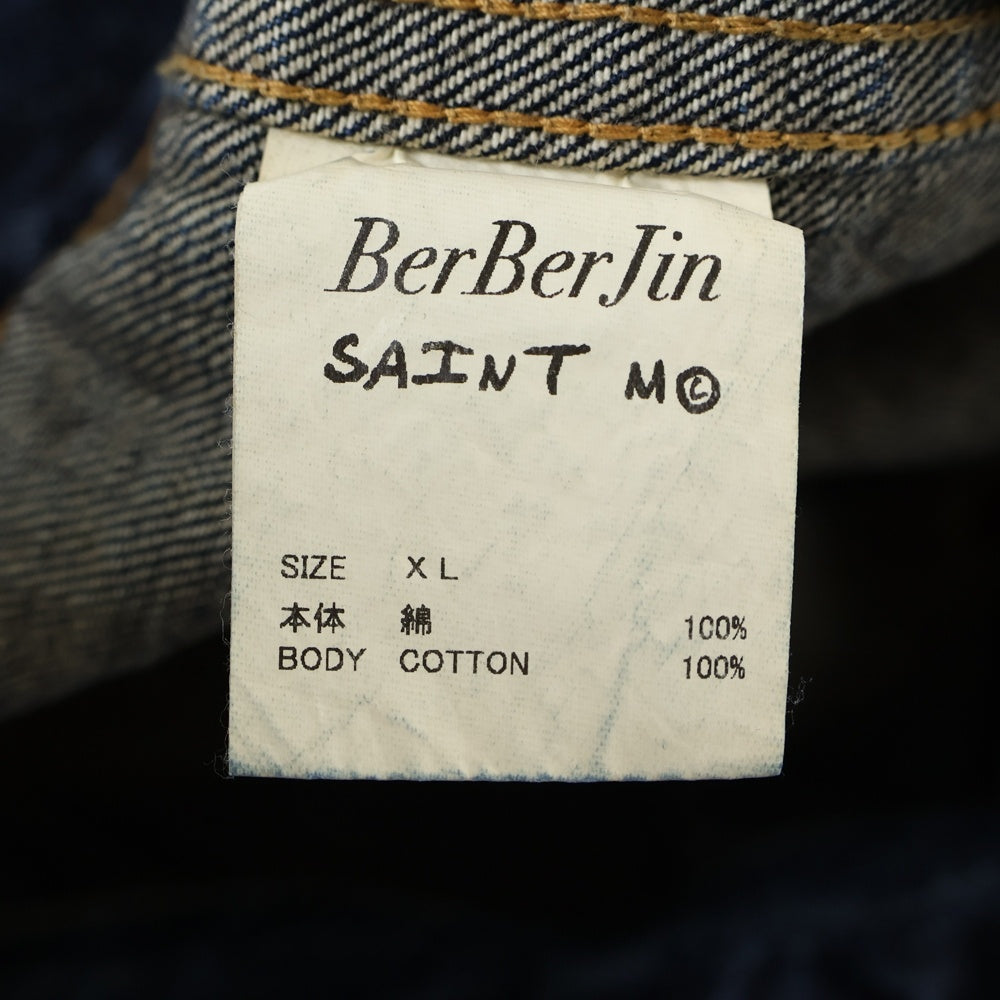 SAINT MICHAEL(セントマイケル) 24SS ×BerBerJin BJ DENIM JKT ベルベルジン 1stモデル ダメージ加工 デニムジャケット Gジャン インディゴ SM-YS8-0000-C72