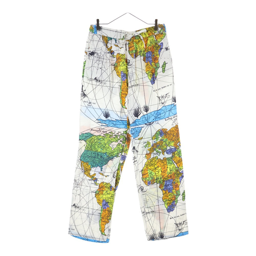 SAINT MICHAEL(セントマイケル) 23SS ×Dr.Woo DW PAJAMA PNT WORLD MAP ドクターウー パジャマパンツ ホワイト SM-S23-0000-082