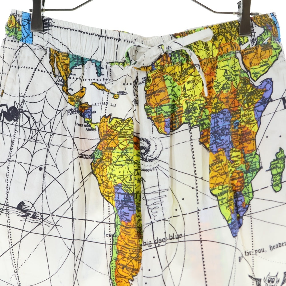 SAINT MICHAEL(セントマイケル) 23SS ×Dr.Woo DW PAJAMA PNT WORLD MAP ドクターウー パジャマパンツ ホワイト SM-S23-0000-082