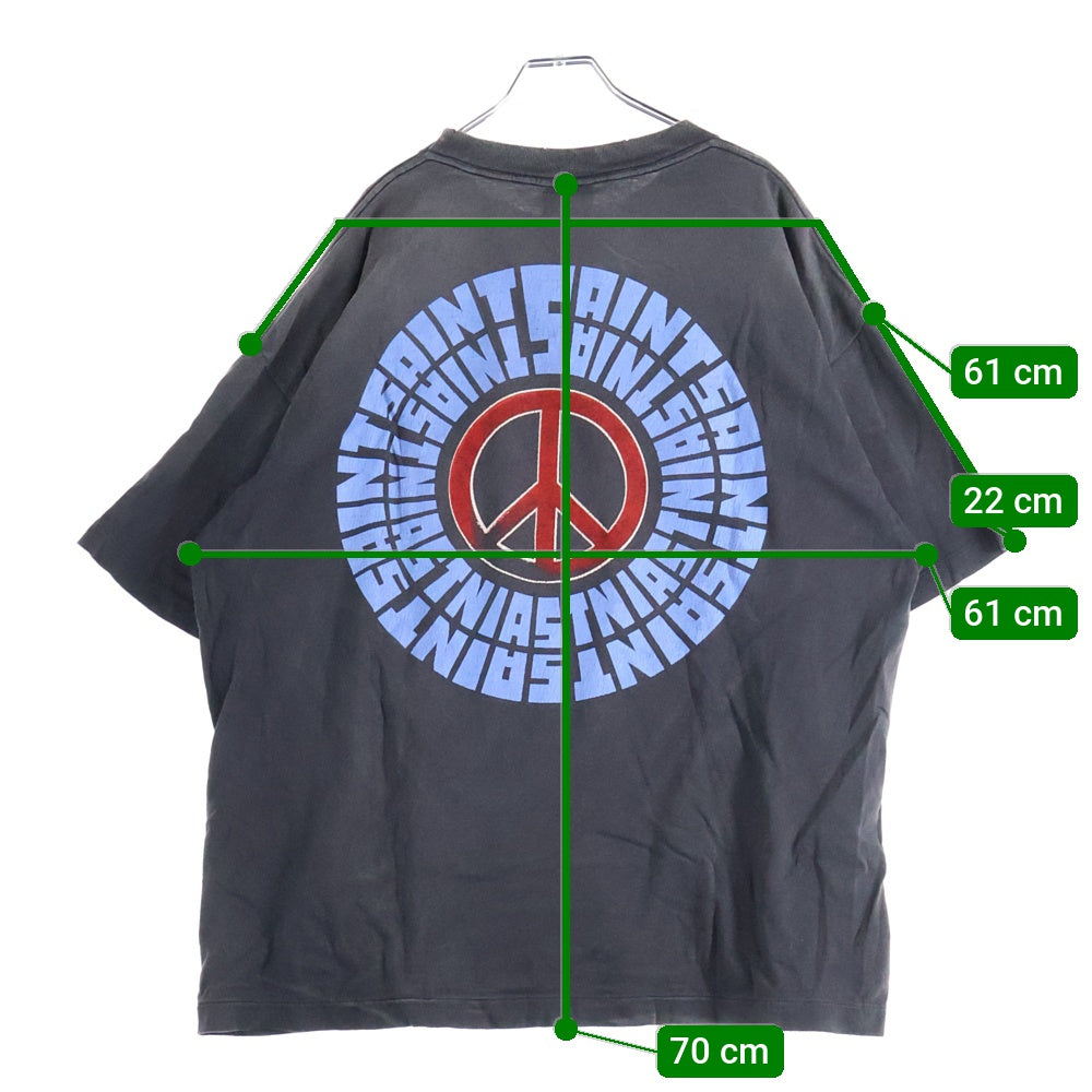 SAINT MICHAEL(セントマイケル) 24SS SS TEE IDEOLOGICAL ダメージ加工 半袖Tシャツ グレー SM-YS1-0000-005