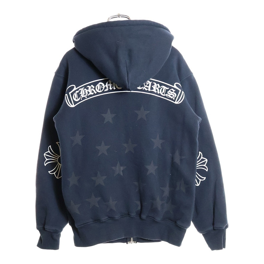 CHROME HEARTS(クロムハーツ) OLD SWTSHRT HD ZIP オールド ホース スタープリント 裏地サーマル ダガージップ スウェットパーカー フーディー ブラック