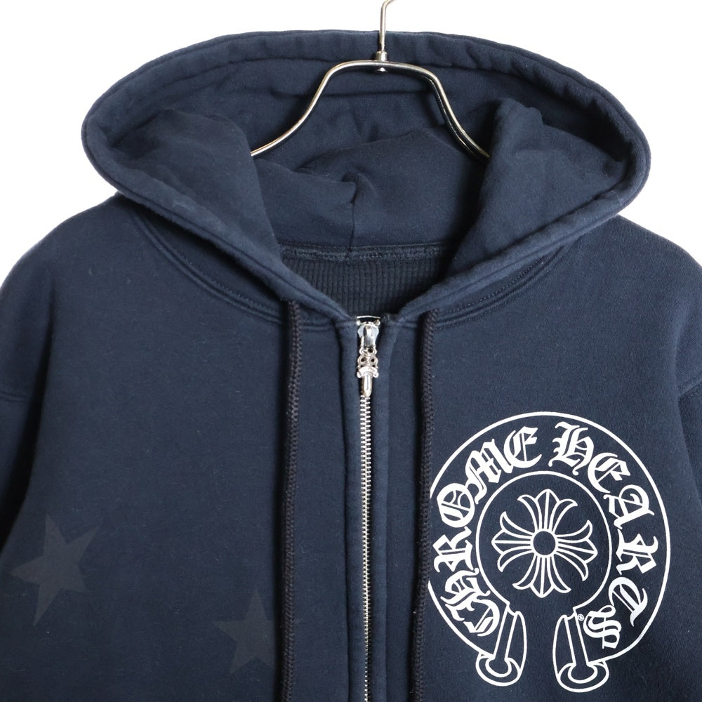 CHROME HEARTS(クロムハーツ) OLD SWTSHRT HD ZIP オールド ホース スタープリント 裏地サーマル ダガージップ スウェットパーカー フーディー ブラック