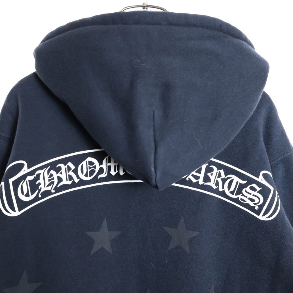 CHROME HEARTS(クロムハーツ) OLD SWTSHRT HD ZIP オールド ホース スタープリント 裏地サーマル ダガージップ スウェットパーカー フーディー ブラック