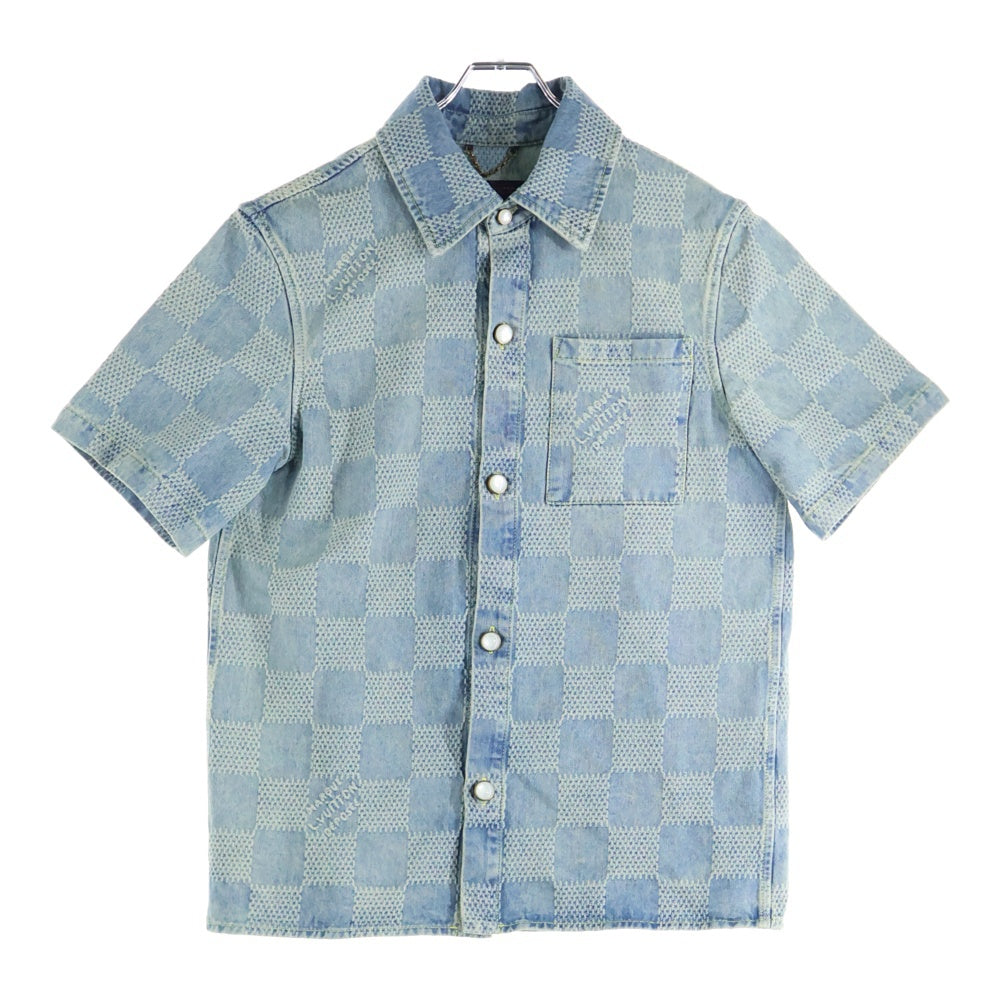 LOUIS VUITTON(ルイヴィトン) 25AW ダミエ3D ライトデニムショートスリーブ 半袖シャツ デニムジャケット インディゴ RM252MQ UYH HTS53W