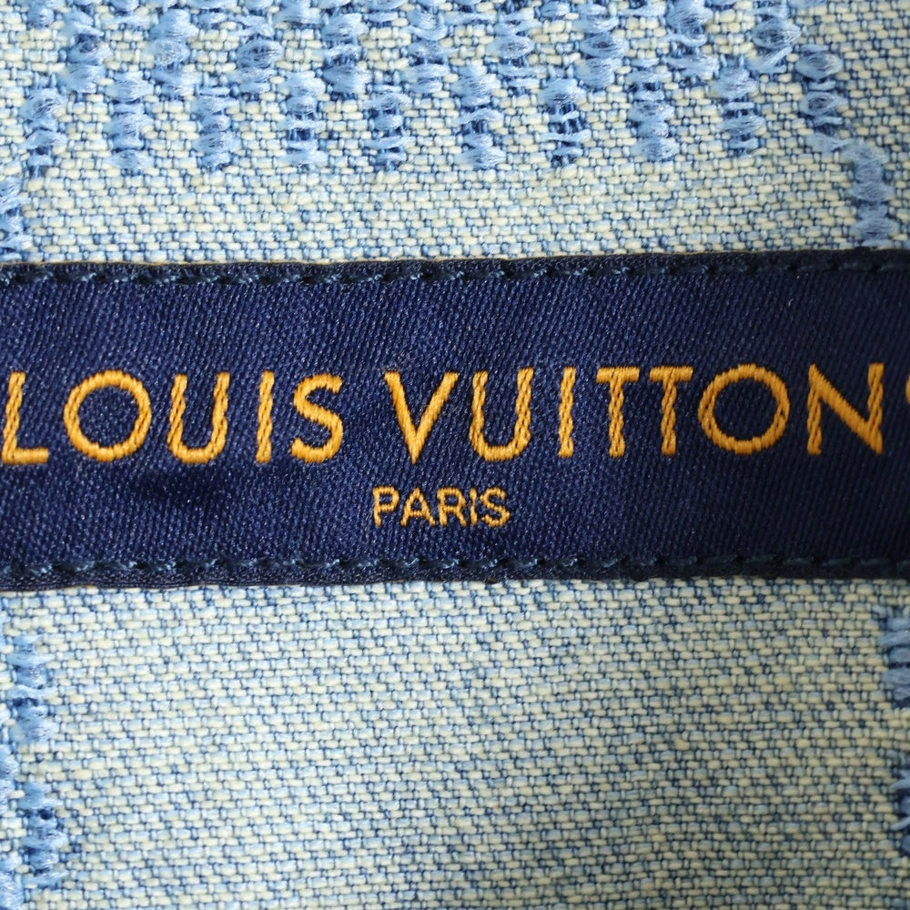 LOUIS VUITTON(ルイヴィトン) 25AW ダミエ3D ライトデニムショートスリーブ 半袖シャツ デニムジャケット インディゴ RM252MQ UYH HTS53W