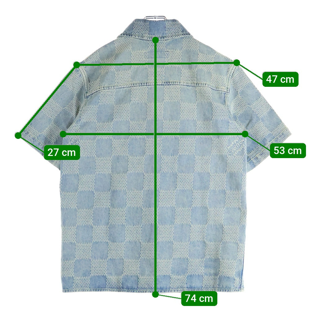 LOUIS VUITTON(ルイヴィトン) 25AW ダミエ3D ライトデニムショートスリーブ 半袖シャツ デニムジャケット インディゴ RM252MQ UYH HTS53W