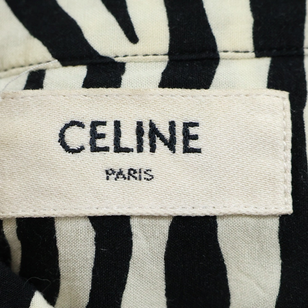 CELINE(セリーヌ) ゼブラプリント ルーズフィット 半袖シャツ アロハシャツ ホワイト 2C517235S